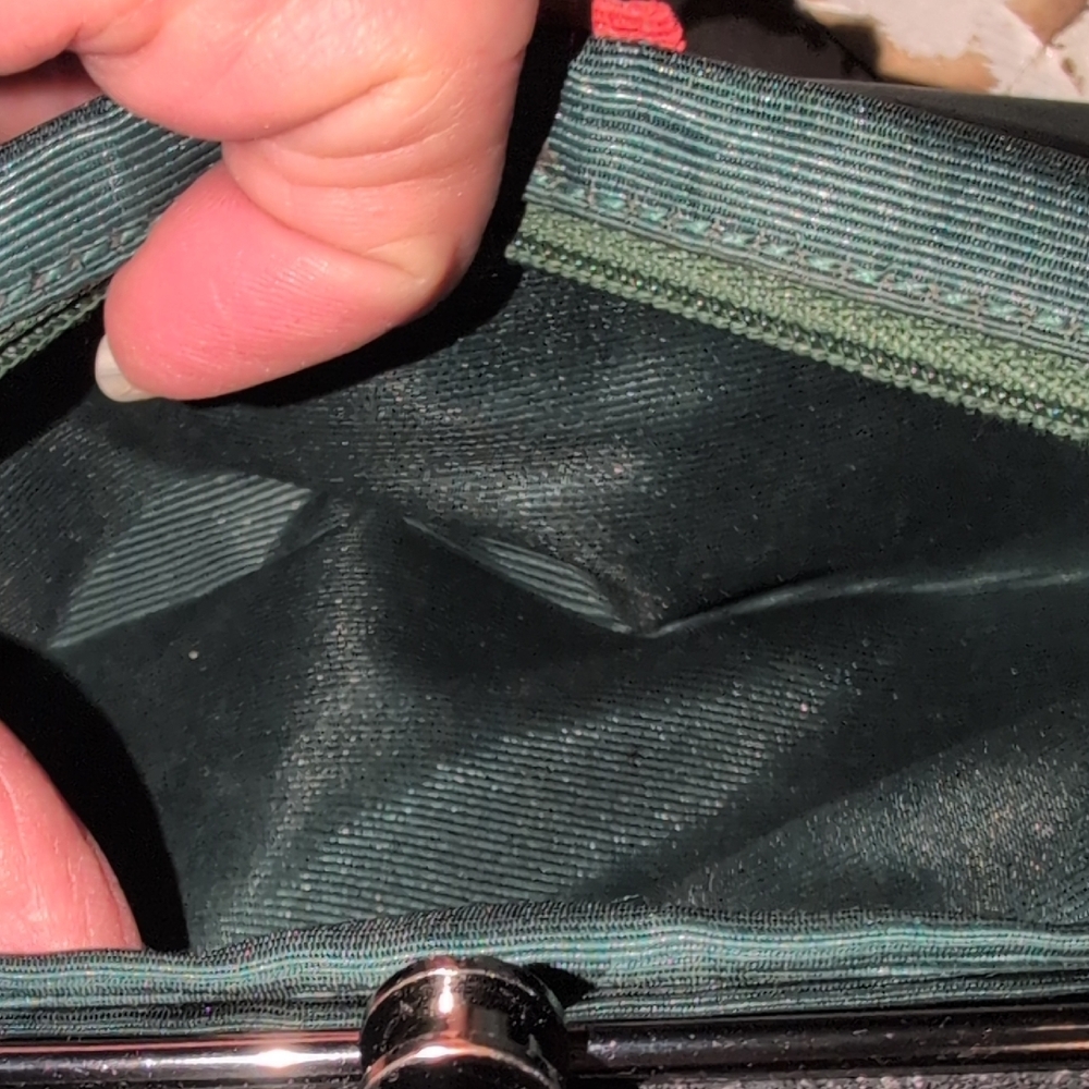 HOBO " The Original" Shimmering Black Leather Clutch And Dust Bag ! - Picture 11 of 16